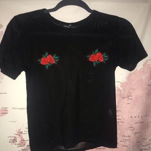 Forever 21 mesh shirt with flowers